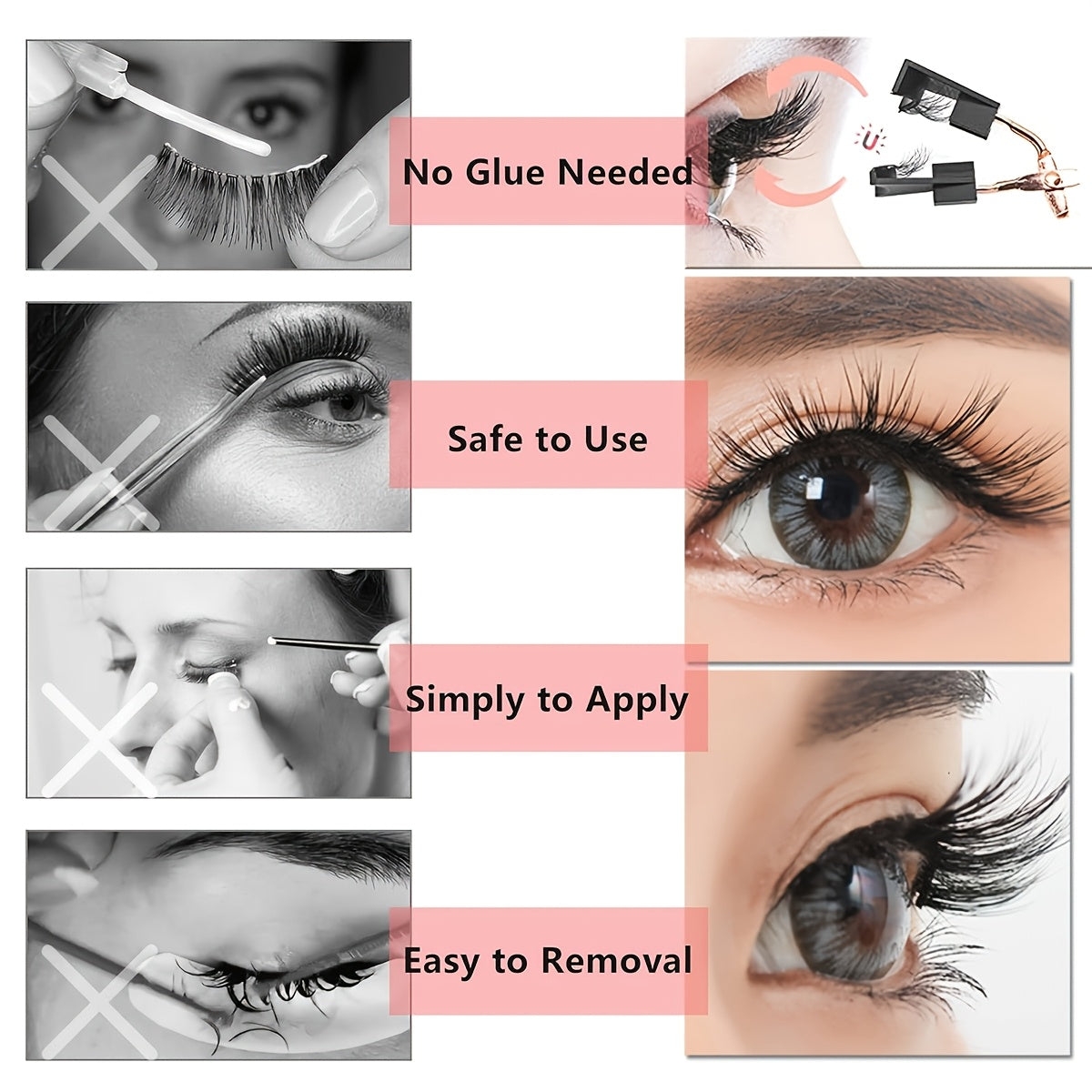 1/4/8pcs Easter Bunny Magnetic Lashes - 3D False Eyelashes Kit with Applicator | No Glue, Reusable & Waterproof | Natural Cat Eye Look, Easy to Wear, No Eyeliner Needed - Perfect Easter Gifts, Party Favors & Daily Wear